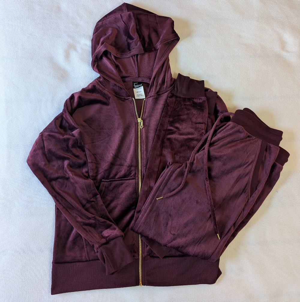 Felina Burgundy Velvet Pants & Jumpsuit Set